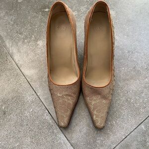 Coach Women's Tan Logo Pointed-Toe Pumps